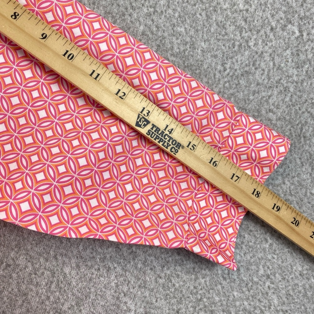 CHICO'S Button Down 3/4th Sleeve Shirt pink & orange Size 2 (US 12) non iron - Picture 5 of 8